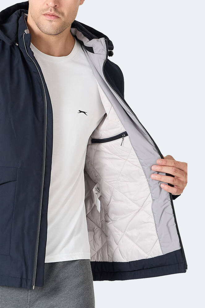 Slazenger GRAVEL Erkek Kapüşonlu Lacivert Mont & Kaban