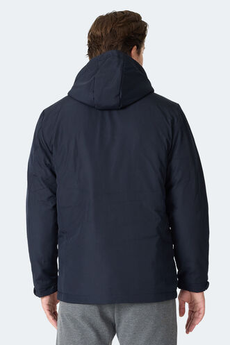 Slazenger GRAVEL Erkek Kapüşonlu Lacivert Mont & Kaban - Thumbnail