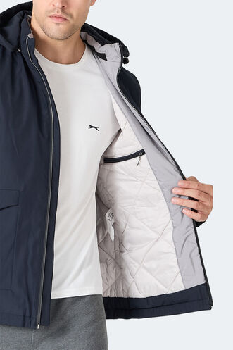 Slazenger GRAVEL Erkek Kapüşonlu Lacivert Mont & Kaban - Thumbnail