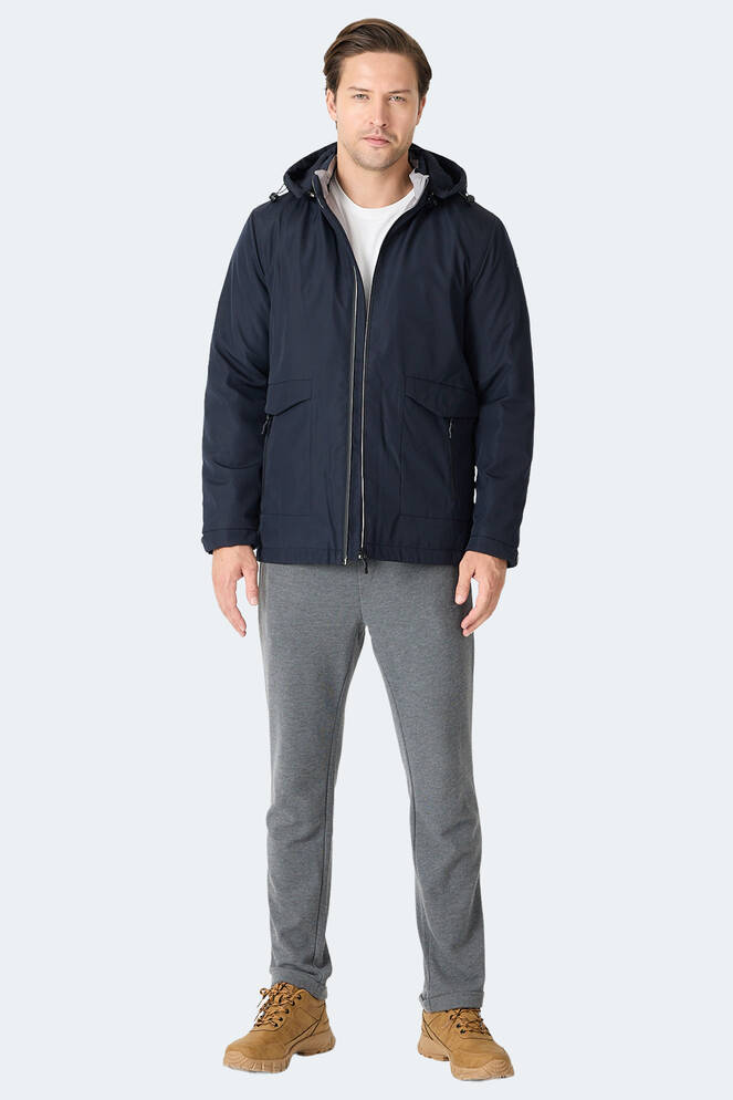 Slazenger GRAVEL Erkek Kapüşonlu Lacivert Mont & Kaban