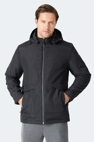 Slazenger - Slazenger GRAVEL Erkek Kapüşonlu Siyah Mont & Kaban