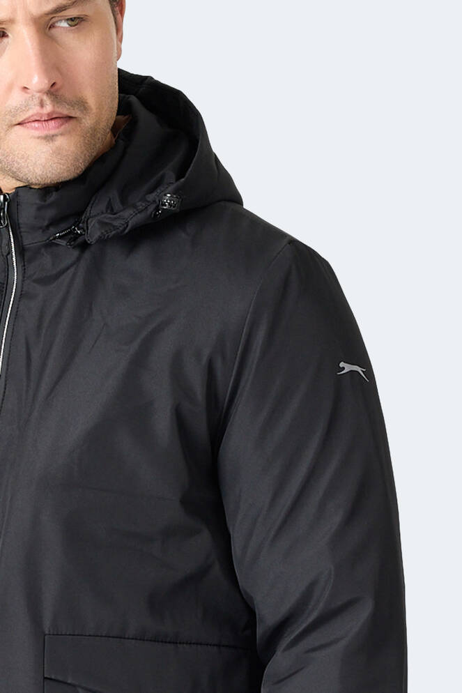 Slazenger GRAVEL Erkek Kapüşonlu Siyah Mont & Kaban