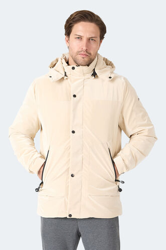 Slazenger GRIM Erkek Çıkarılabilir Kapüşonlu Bej Mont & Kaban - Thumbnail