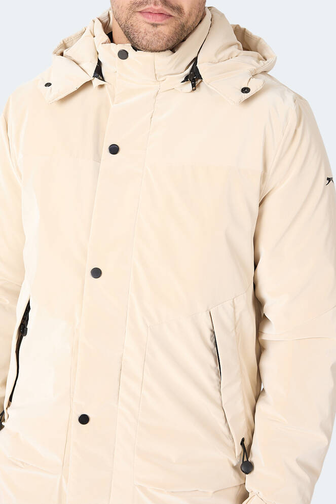 Slazenger GRIM Erkek Çıkarılabilir Kapüşonlu Bej Mont & Kaban