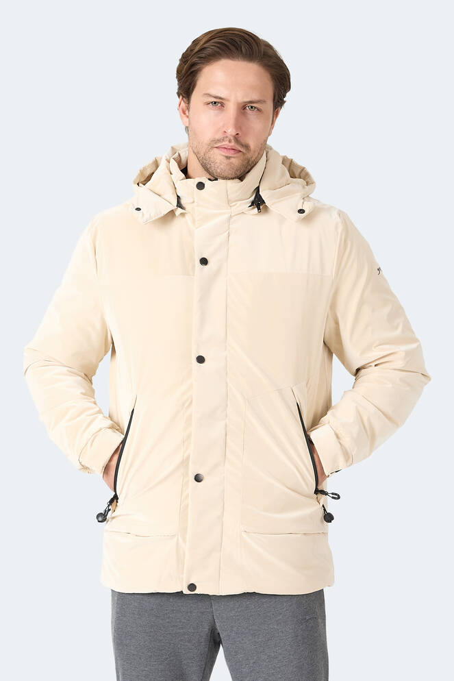 Slazenger GRIM Erkek Çıkarılabilir Kapüşonlu Bej Mont & Kaban