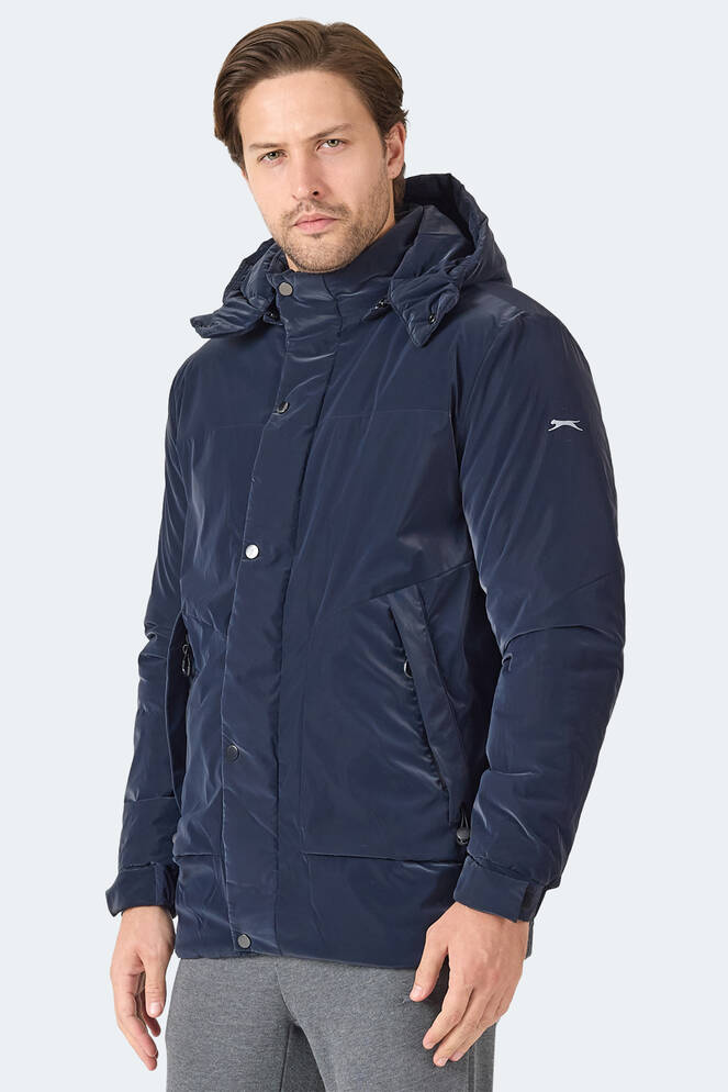 Slazenger GRIM Erkek Çıkarılabilir Kapüşonlu Lacivert Mont & Kaban