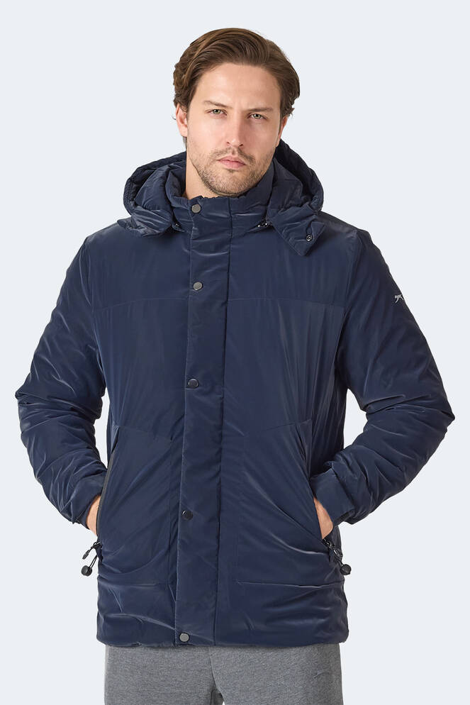 Slazenger GRIM Erkek Çıkarılabilir Kapüşonlu Lacivert Mont & Kaban