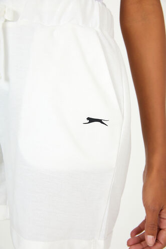 Slazenger GROZDA Kadın Fitness Şort Kırık Beyaz - Thumbnail