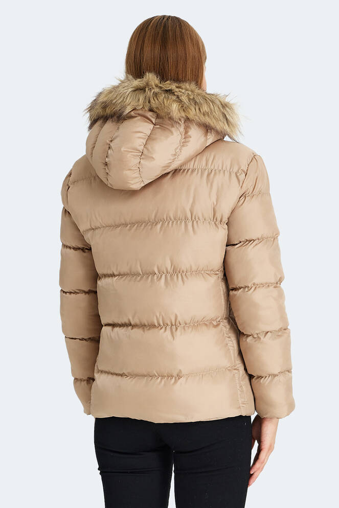 Slazenger GUEST Kadın Kapüşonlu Şişme Vizon Mont & Kaban
