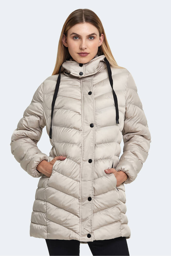 Slazenger GWEN Kadın Kapüşonlu Şişme Beyaz Mont & Kaban