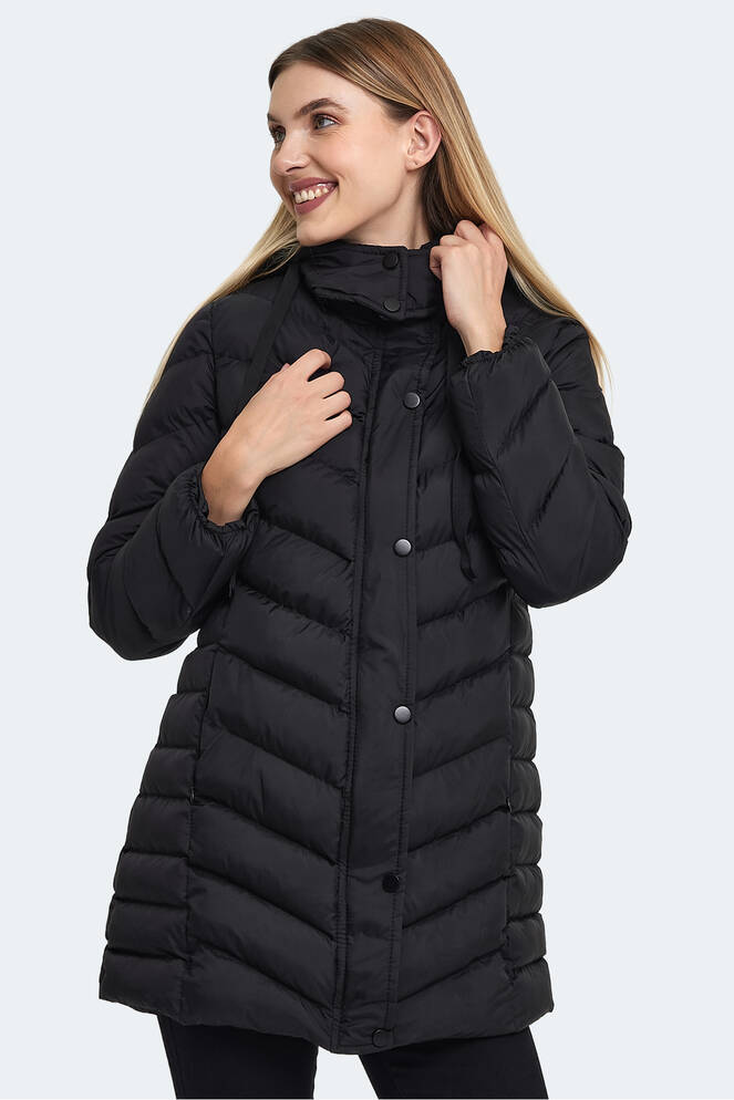 Slazenger GWEN Kadın Kapüşonlu Şişme Siyah Mont & Kaban