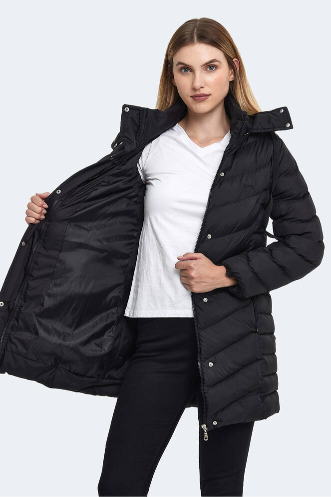 Slazenger GWEN Kadın Kapüşonlu Şişme Siyah Mont & Kaban