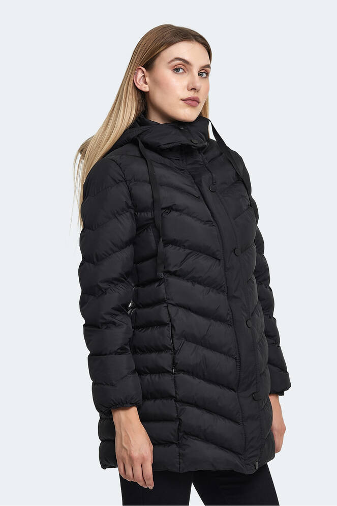 Slazenger GWEN Kadın Kapüşonlu Şişme Siyah Mont & Kaban