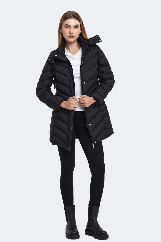 Slazenger GWEN Kadın Kapüşonlu Şişme Siyah Mont & Kaban