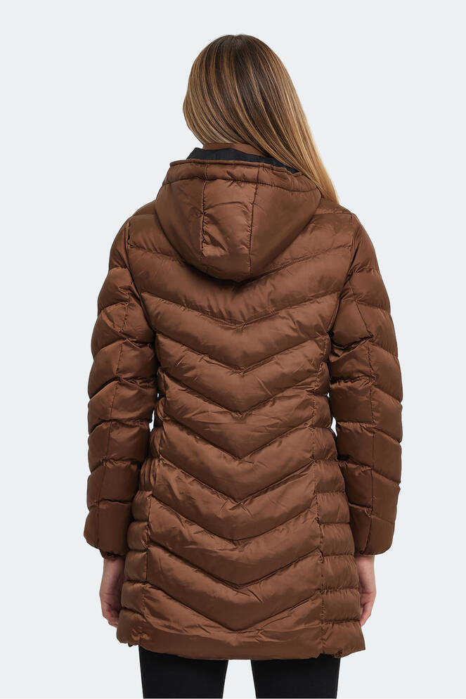 Slazenger GWEN Kadın Kapüşonlu Şişme Taba Mont & Kaban