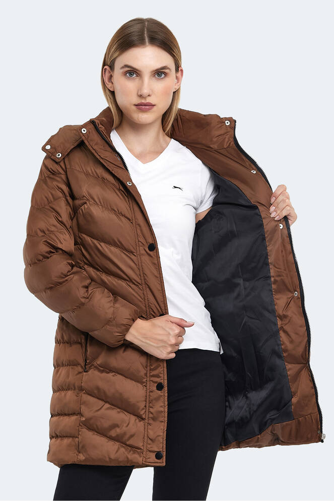 Slazenger GWEN Kadın Kapüşonlu Şişme Taba Mont & Kaban