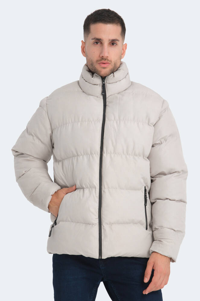 Slazenger HAMA IN Erkek Şişme Taş Gri Mont & Kaban