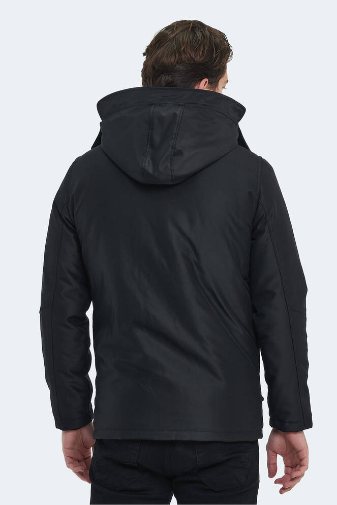 Slazenger HANKIN Erkek Kapüşonlu Siyah Mont & Kaban