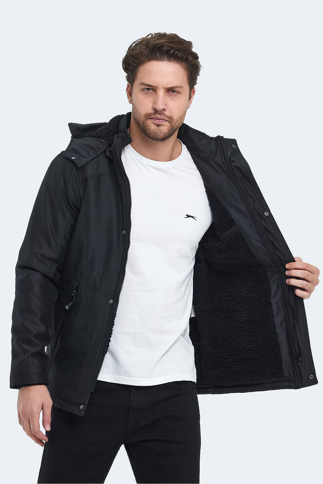 Slazenger HANKIN Erkek Kapüşonlu Siyah Mont & Kaban