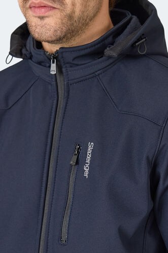 Slazenger HARMONIC Erkek Kapüşonlu Fermuarlı Lacivert Mont & Kaban - Thumbnail