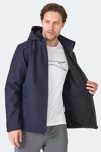 Slazenger HARMONIC Erkek Kapüşonlu Fermuarlı Lacivert Mont & Kaban - Thumbnail