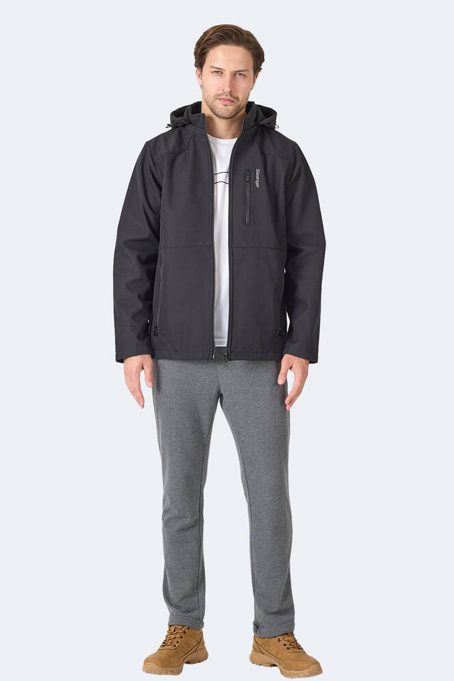 Slazenger HARMONIC Erkek Kapüşonlu Fermuarlı Siyah Mont & Kaban