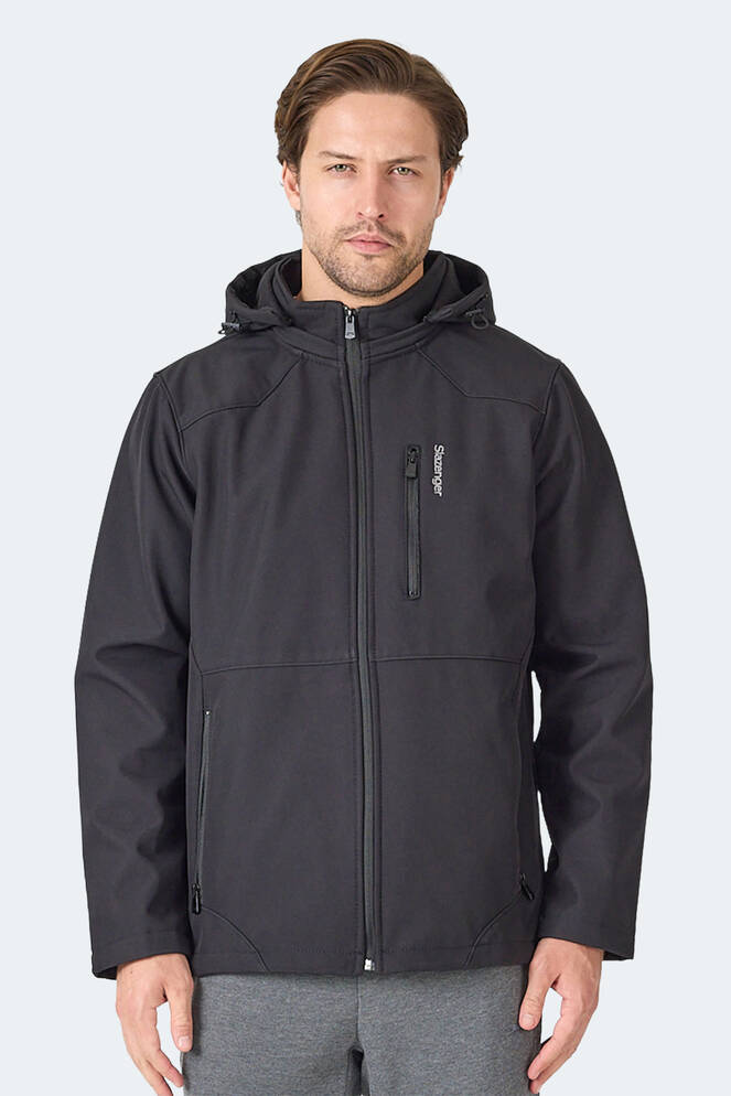 Slazenger HARMONIC Erkek Kapüşonlu Fermuarlı Siyah Mont & Kaban