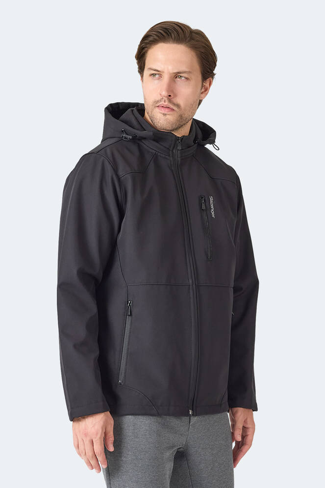 Slazenger HARMONIC Erkek Kapüşonlu Fermuarlı Siyah Mont & Kaban