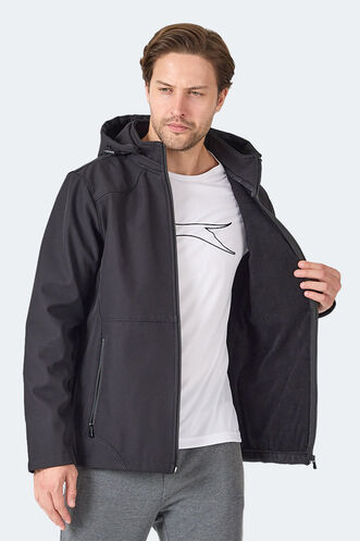 Slazenger HARMONIC Erkek Kapüşonlu Fermuarlı Siyah Mont & Kaban - Thumbnail