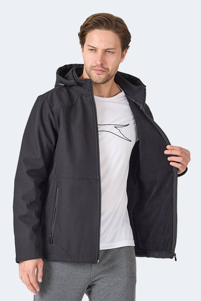 Slazenger HARMONIC Erkek Kapüşonlu Fermuarlı Siyah Mont & Kaban