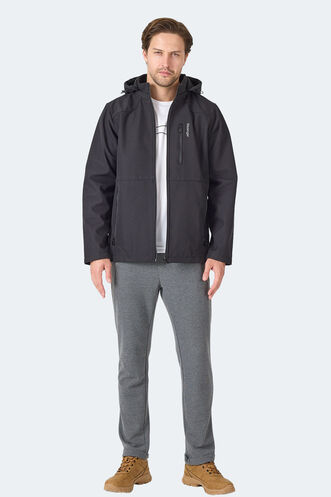 Slazenger HARMONIC Erkek Kapüşonlu Fermuarlı Siyah Mont & Kaban - Thumbnail