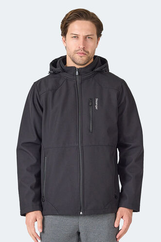 Slazenger - Slazenger HARMONIC Erkek Kapüşonlu Fermuarlı Siyah Mont & Kaban