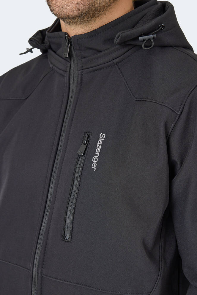 Slazenger HARMONIC Erkek Kapüşonlu Fermuarlı Siyah Mont & Kaban
