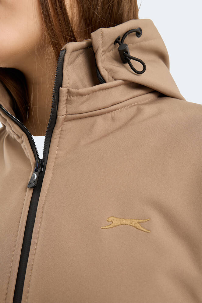 Slazenger HEAT CONTROL Kadın Çıkarılabilir Kapüşonlu Bej Mont & Kaban