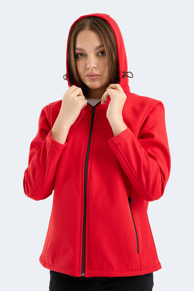 Slazenger HEAT CONTROL Kadın Çıkarılabilir Kapüşonlu Kırmızı Mont & Kaban