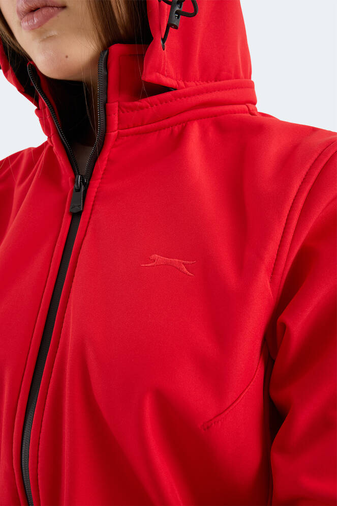 Slazenger HEAT CONTROL Kadın Çıkarılabilir Kapüşonlu Kırmızı Mont & Kaban