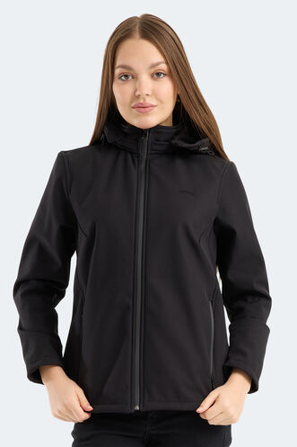 Slazenger - Slazenger HEAT CONTROL Kadın Çıkarılabilir Kapüşonlu Siyah Mont & Kaban