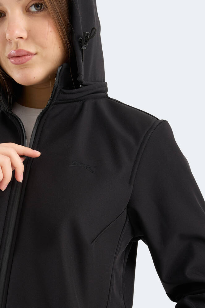 Slazenger HEAT CONTROL Kadın Çıkarılabilir Kapüşonlu Siyah Mont & Kaban