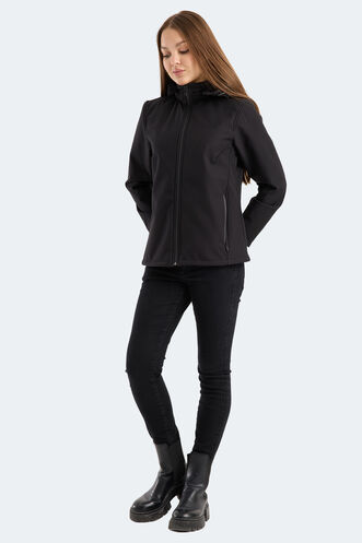 Slazenger HEAT CONTROL Kadın Çıkarılabilir Kapüşonlu Siyah Mont & Kaban - Thumbnail