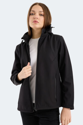 Slazenger HEAT CONTROL Kadın Çıkarılabilir Kapüşonlu Siyah Mont & Kaban - Thumbnail