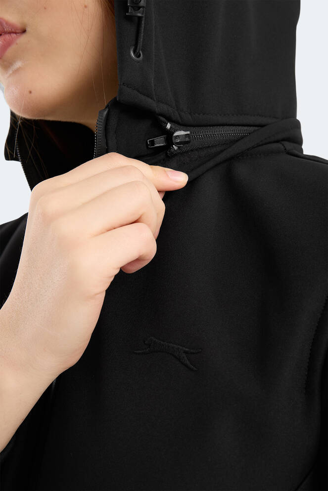 Slazenger HEAT CONTROL Kadın Çıkarılabilir Kapüşonlu Siyah Mont & Kaban