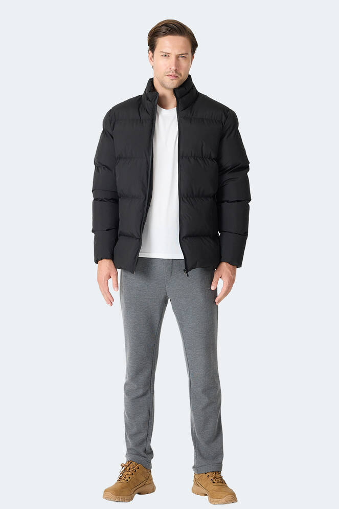 Slazenger HECARIM Erkek Kapüşonlu Şişme Siyah Mont & Kaban