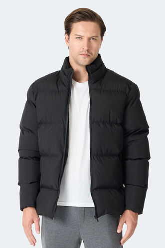 Slazenger HECARIM Erkek Kapüşonlu Şişme Siyah Mont & Kaban - Thumbnail