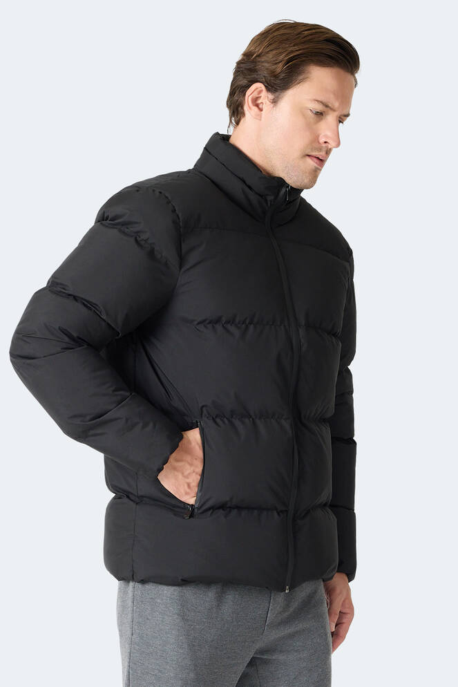 Slazenger HECARIM Erkek Kapüşonlu Şişme Siyah Mont & Kaban