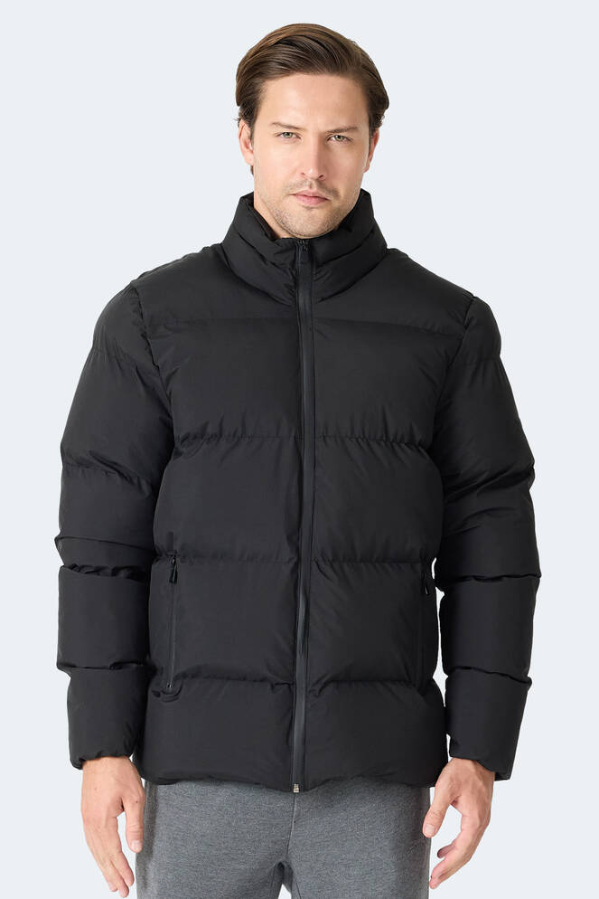 Slazenger HECARIM Erkek Kapüşonlu Şişme Siyah Mont & Kaban