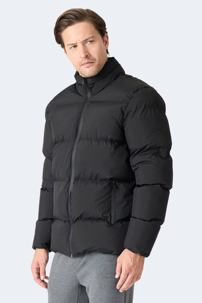 Slazenger HECARIM Erkek Kapüşonlu Şişme Siyah Mont & Kaban