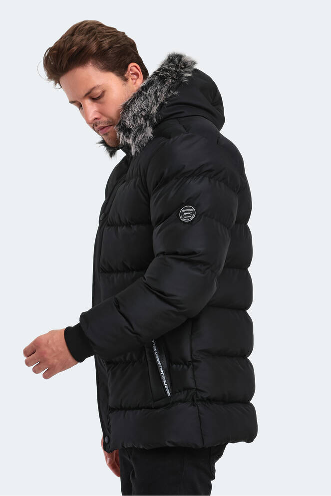 Slazenger HECK Erkek Kapüşonlu Şişme Siyah Mont & Kaban