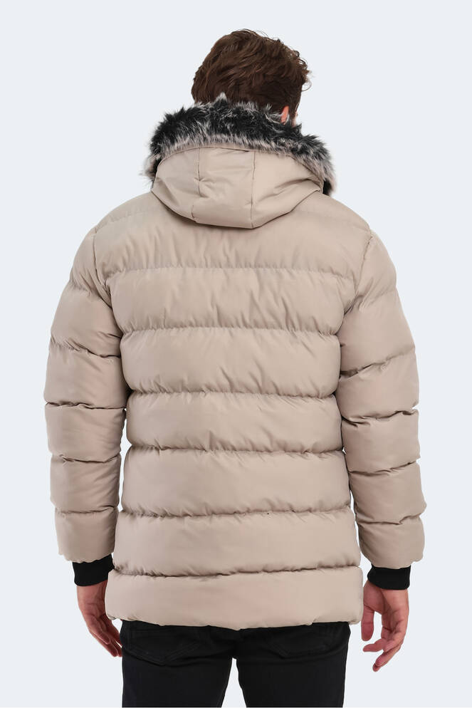 Slazenger HECK Erkek Kapüşonlu Şişme Taş Gri Mont & Kaban