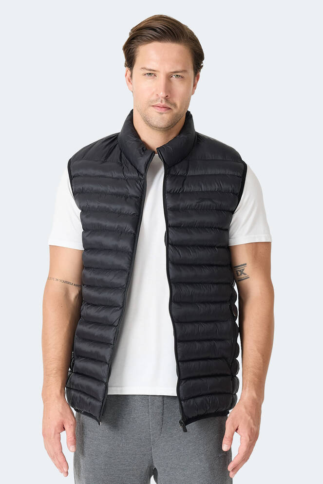 Slazenger HELIX Erkek Fermuar Cepli Siyah Yelek