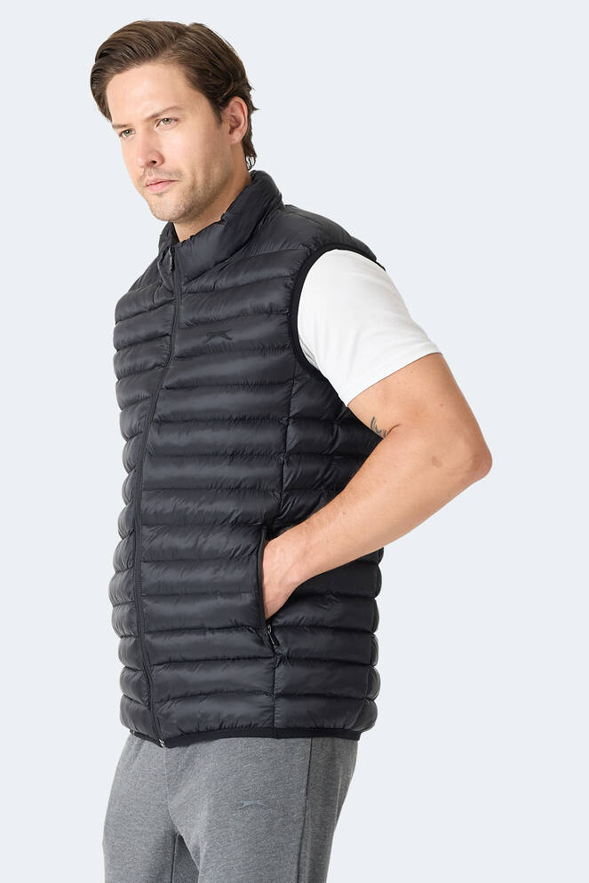 Slazenger HELIX Erkek Fermuar Cepli Siyah Yelek